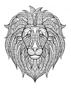 Zentangle Lion Head Coloring Pages Adult Stress Relief Art Therapy Coloring Pages