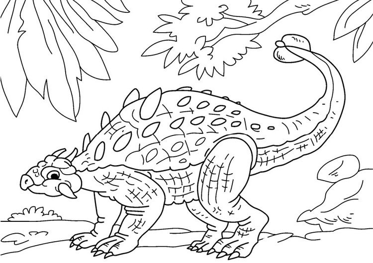Ankylosaurus Dinosaur Coloring Pages Dinosaur Roaming in the Forest