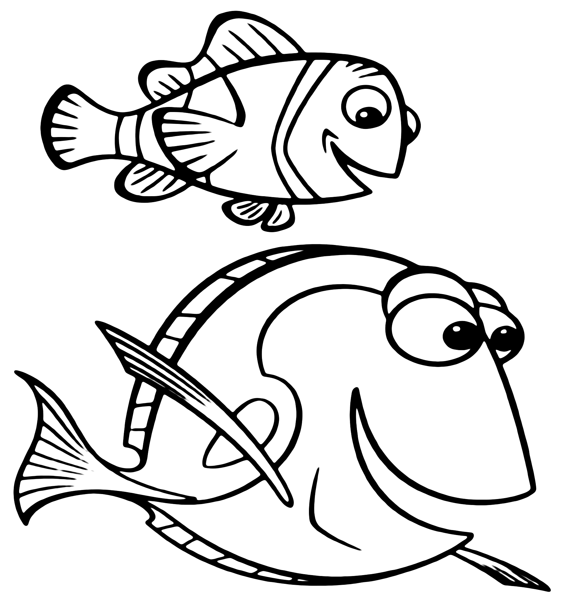 Coloring Page of Nemos Father and Dory in Search of Nemo
