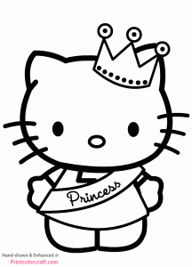 Cute Hello Kitty Coloring Pages Princess Kitty with Crown
