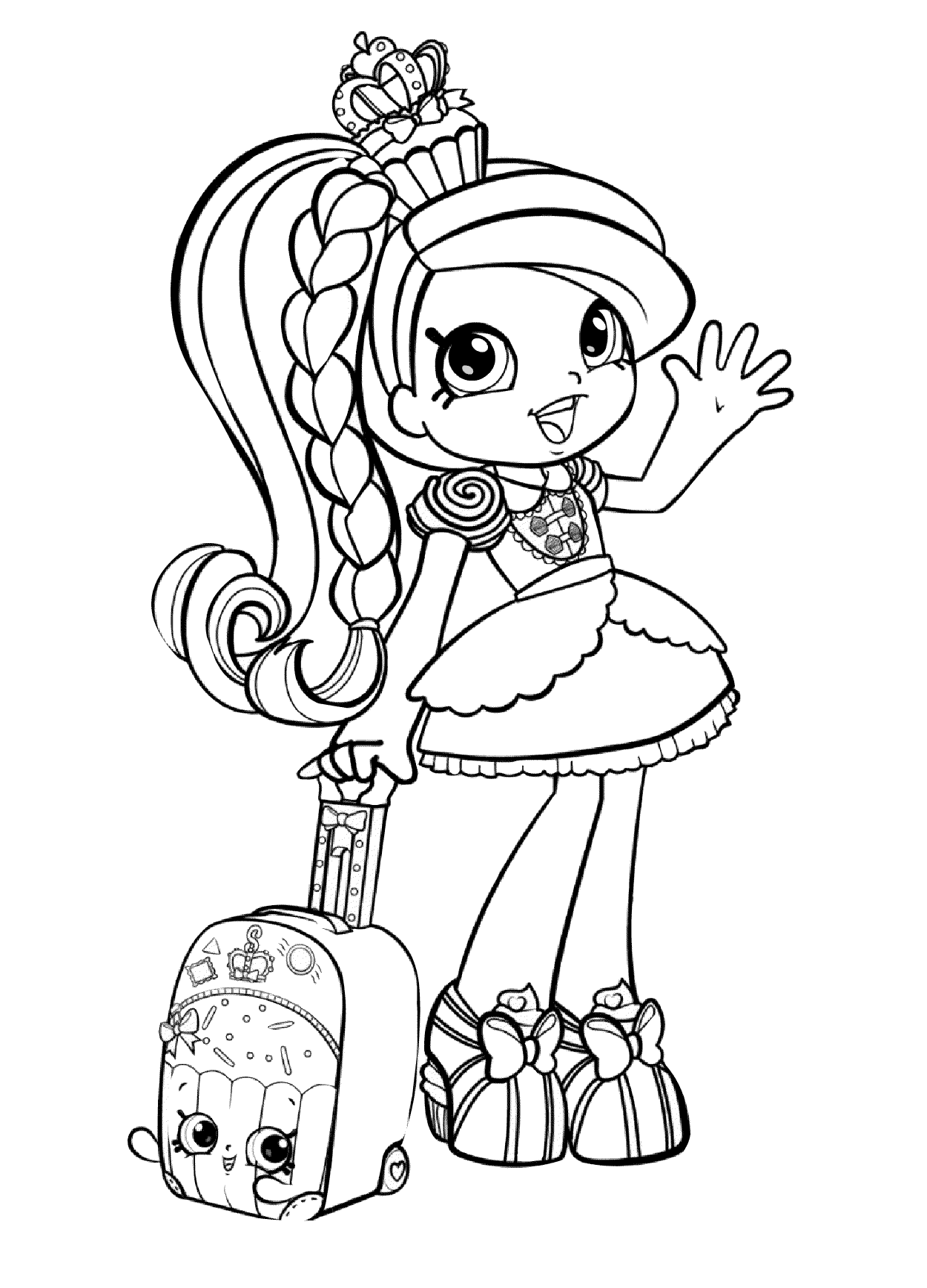 Cute Shopkins Girl with Backpack Coloring Page for Girls - Print Color ...