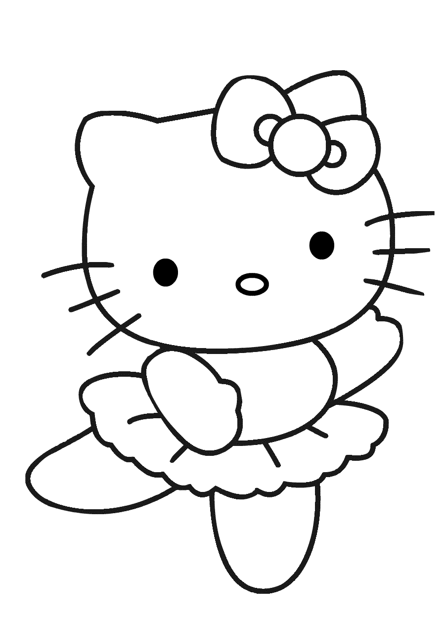 Easy Hello Kitty Ballerina Coloring Page for Girls