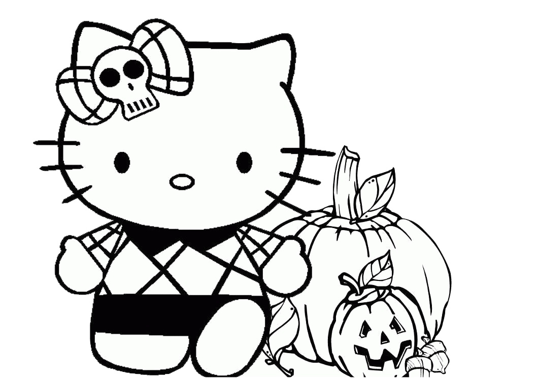 Halloween Costume Carved Pumpkin Trick or Treat Hello Kitty Coloring Pages