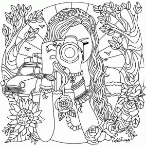 Hard to Color Teen-girls Coloring Pages
