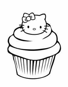 Hello Kitty Sweet Cupcake Coloring Pages
