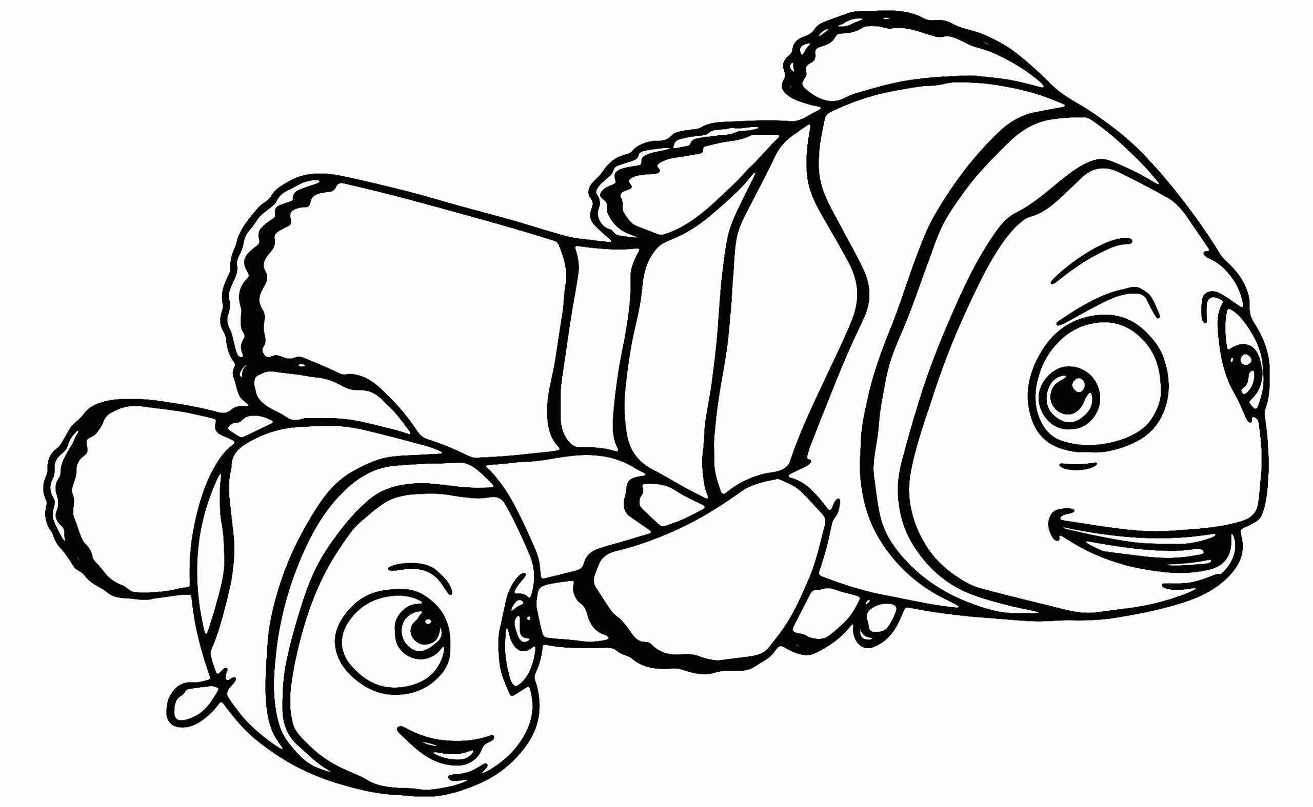 Marlin Clownfish and Nemo Coloring Page for Toddlers