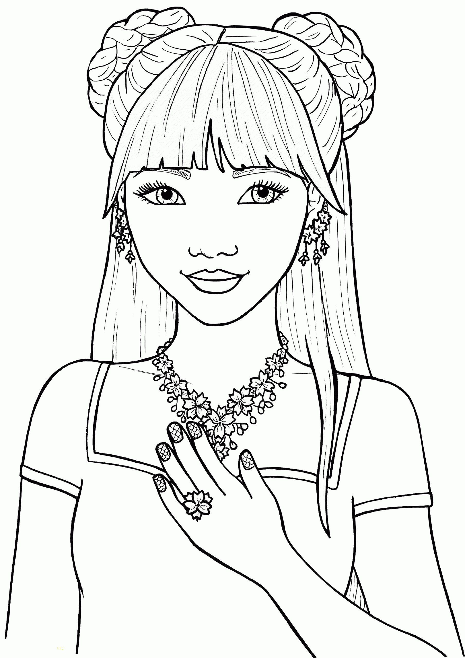 Printable Coloring Pages for Girls Cute Looking Pretty Teen Girl
