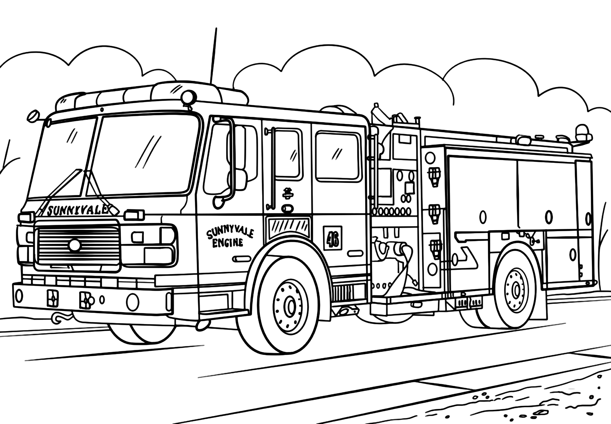 14 Firetruck Coloring Pages Fire Engine Printable PDF Print Color Craft