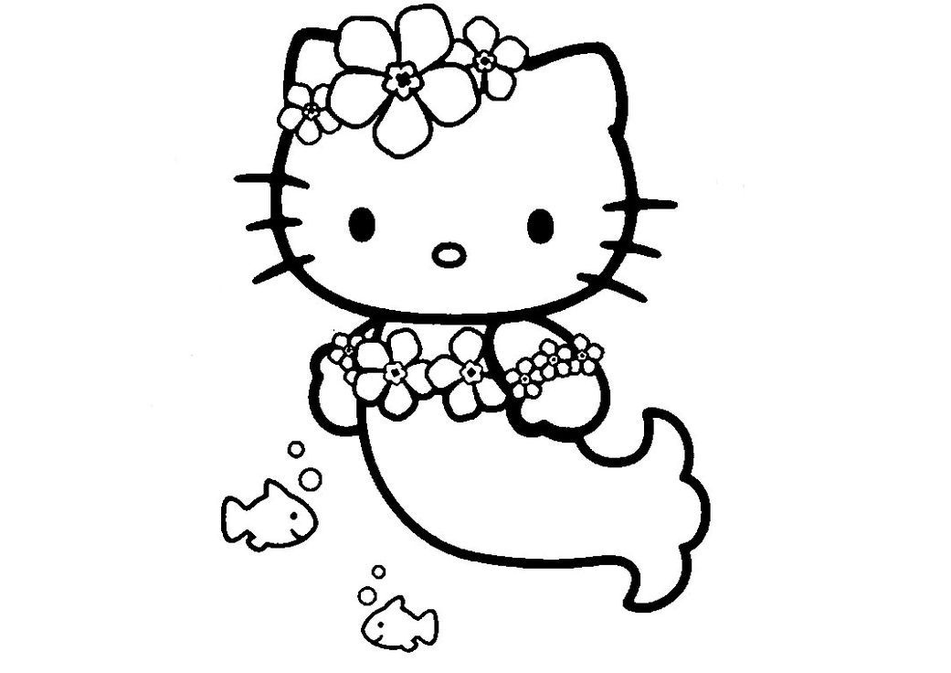 Underwater Mermaid Hello Kitty Coloring Pages Mermaid with Cute Fish