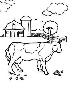 Barnyard Farm Animals Cow Coloring Pages