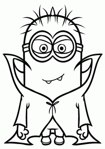 Cute Little Minion Vampire Coloring Page