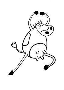 Dancing Cow Looks Funny Printable Easy Coloring Pages