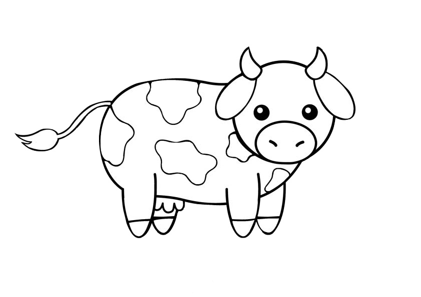 Easy Draw and Color Printable Cow Coloring Pages