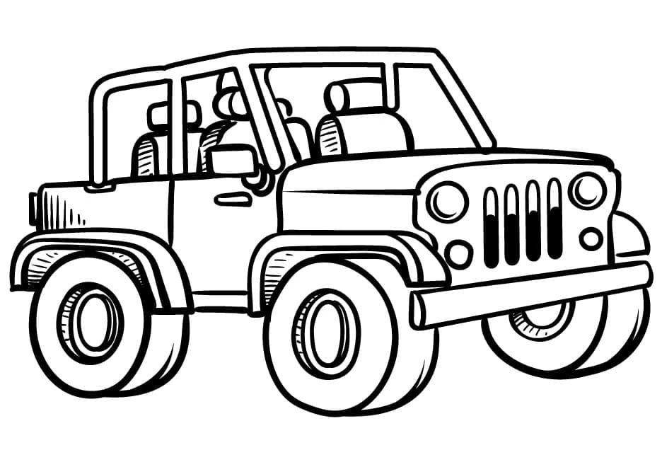 Easy mono jeep coloring page