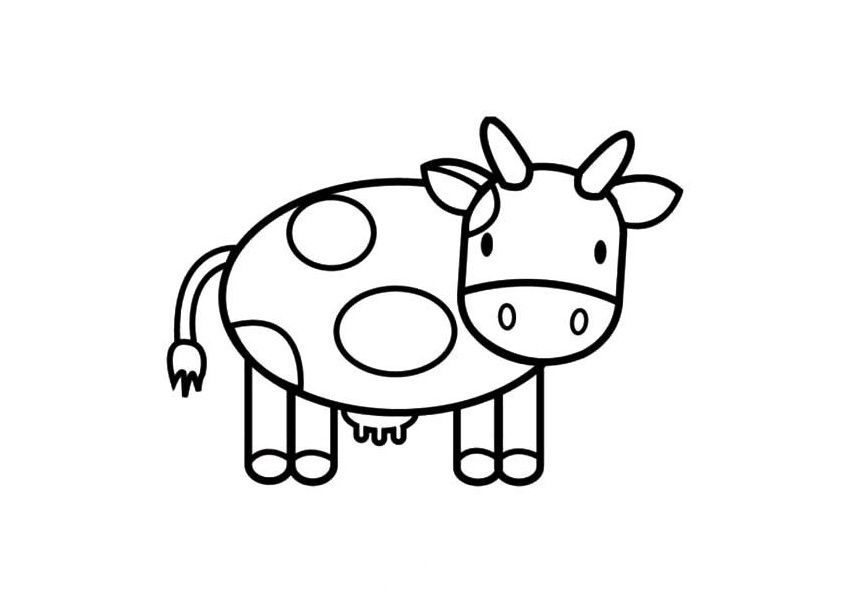 Easy print and Color Cow Preschool Coloring Page