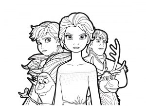 Frozen 2 Elsa Anna Kristoff Olaf and Bruni Coloring Pages