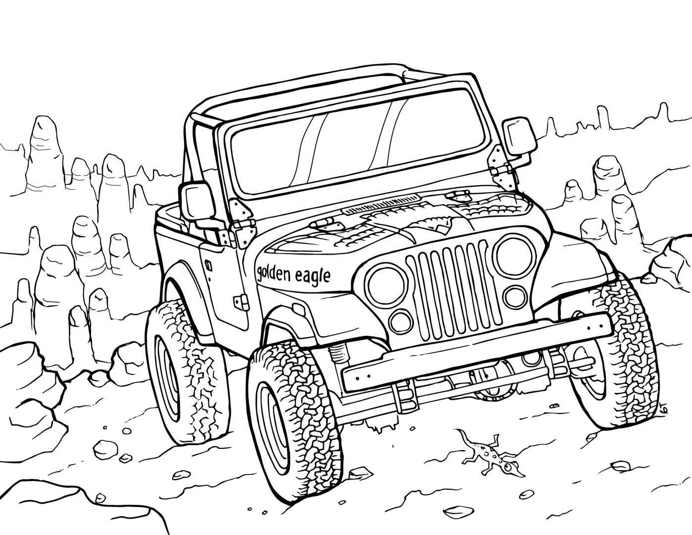 Golden Eagle Jeep Coloring Page