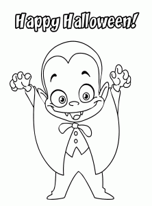 Happy Halloween Cute Toddler Vampire Coloring Page
