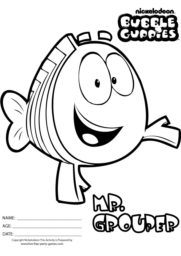 Mr Grouper Bubble Guppies Coloring Pages