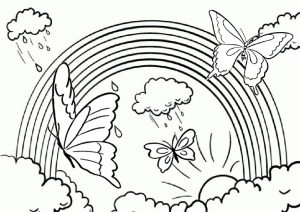 Rainbow and Butterfly Coloring Pages