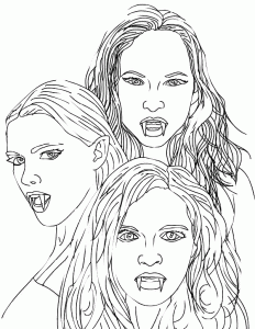 Realistic Looking Female Vampire Detailed Coloring Page for Adults