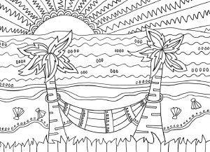 Abstract Summer Beach Coloring Pages for Adults