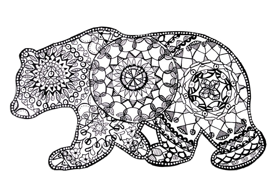 Adult Hard to Color Bear Mandala Coloring Pages - Print Color Craft