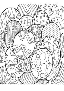 Adult Stress Relief Detailed Easter Eggs Coloring Pages