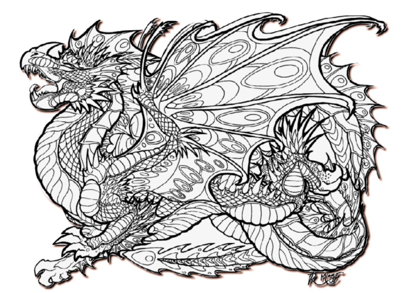 Download Advanced Detailed Dragon Coloring Pages For Adults - Print Color Craft