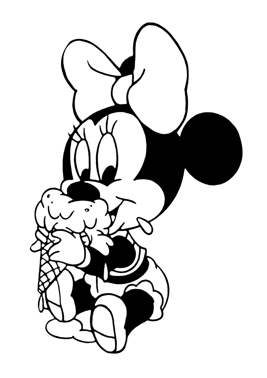 Baby Minnie Mouse Eating Ice Cream Disney Coloring Pages