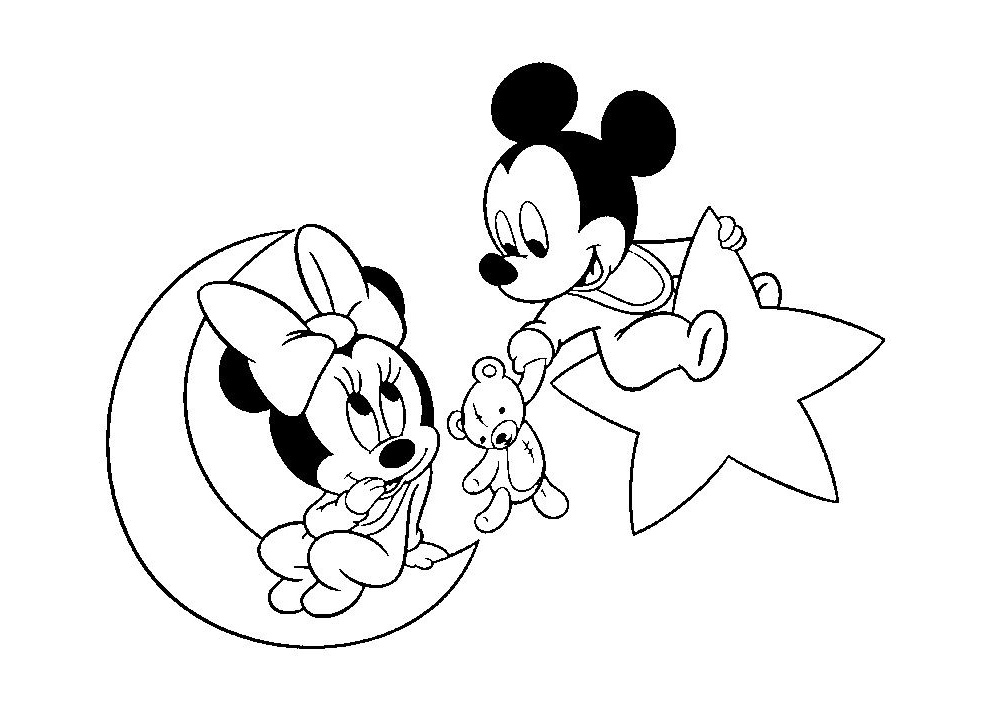 Baby Minnie and Mickey Mouse Coloring Pages Mickey Mouse Gifts a Teddy Bear for Minnie Mouse