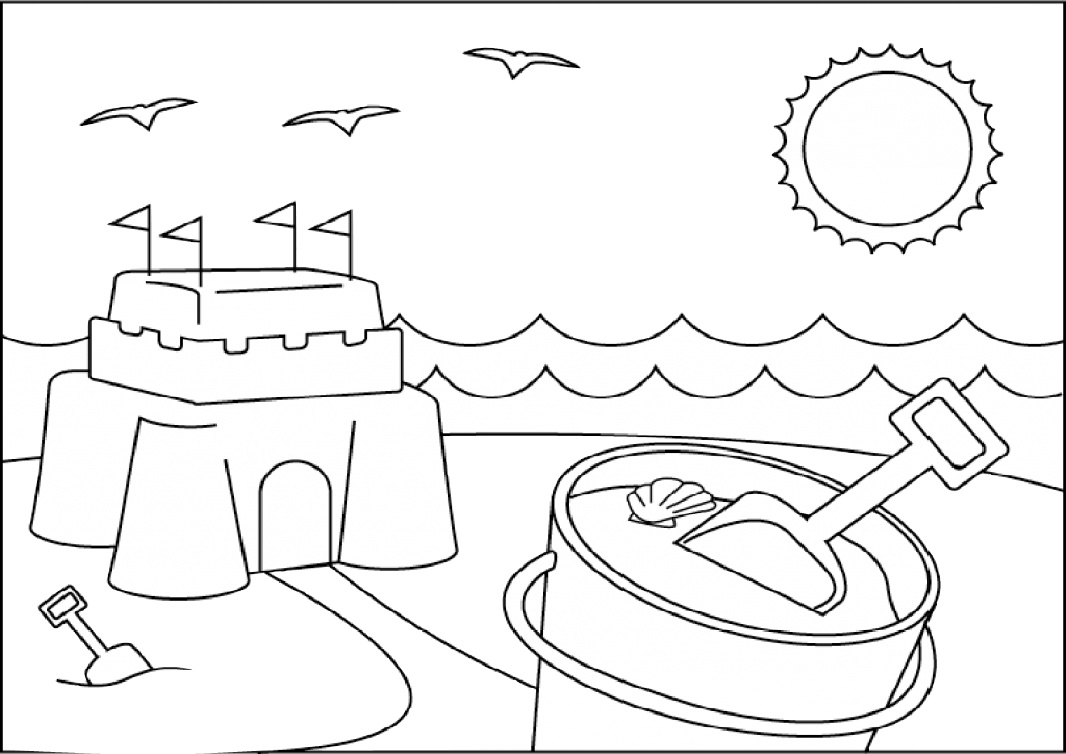 Beach Sand Castle Coloring Pages for Kids