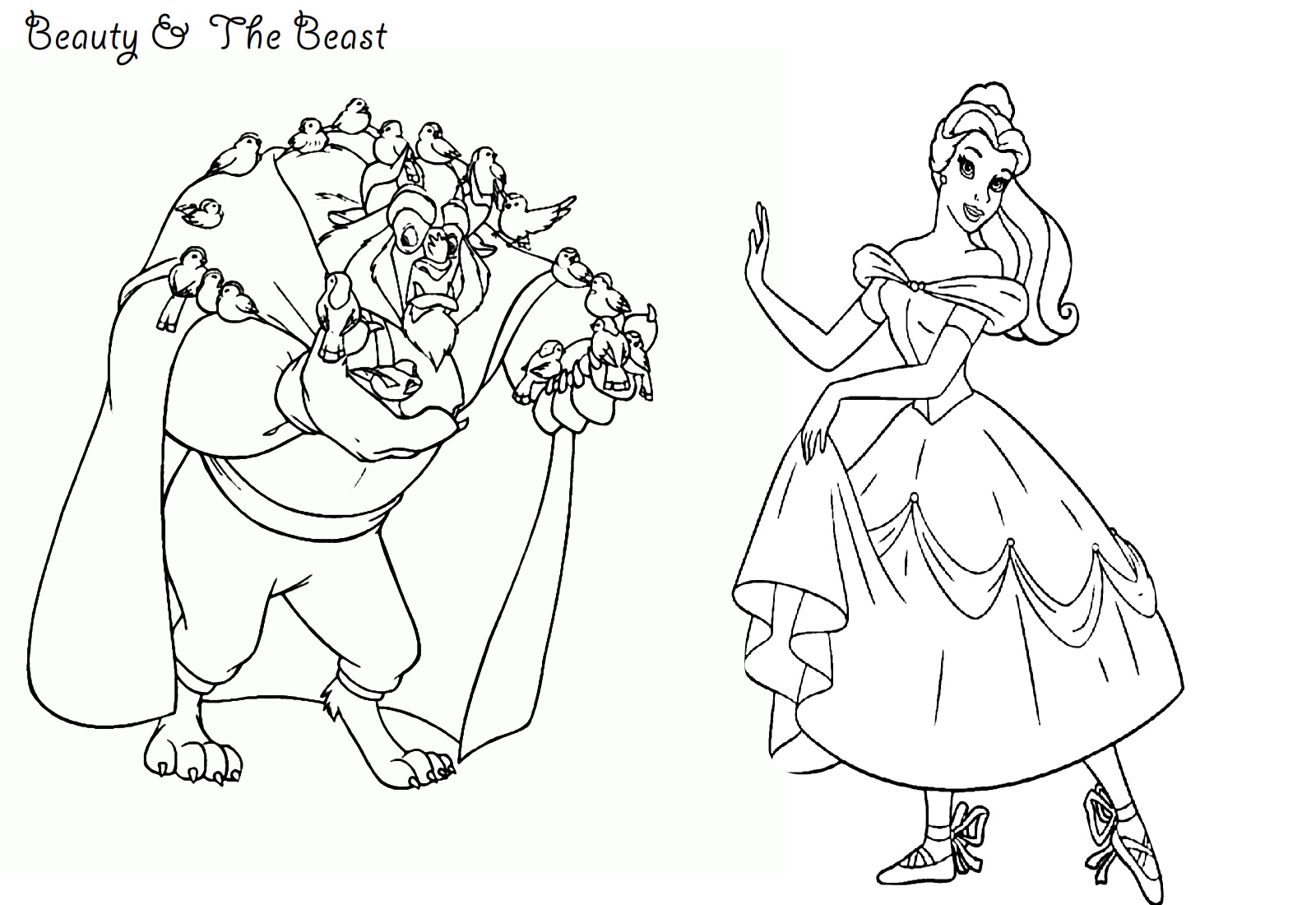 Beauty and the beast coloring page belle and beast at garden printable coloring page