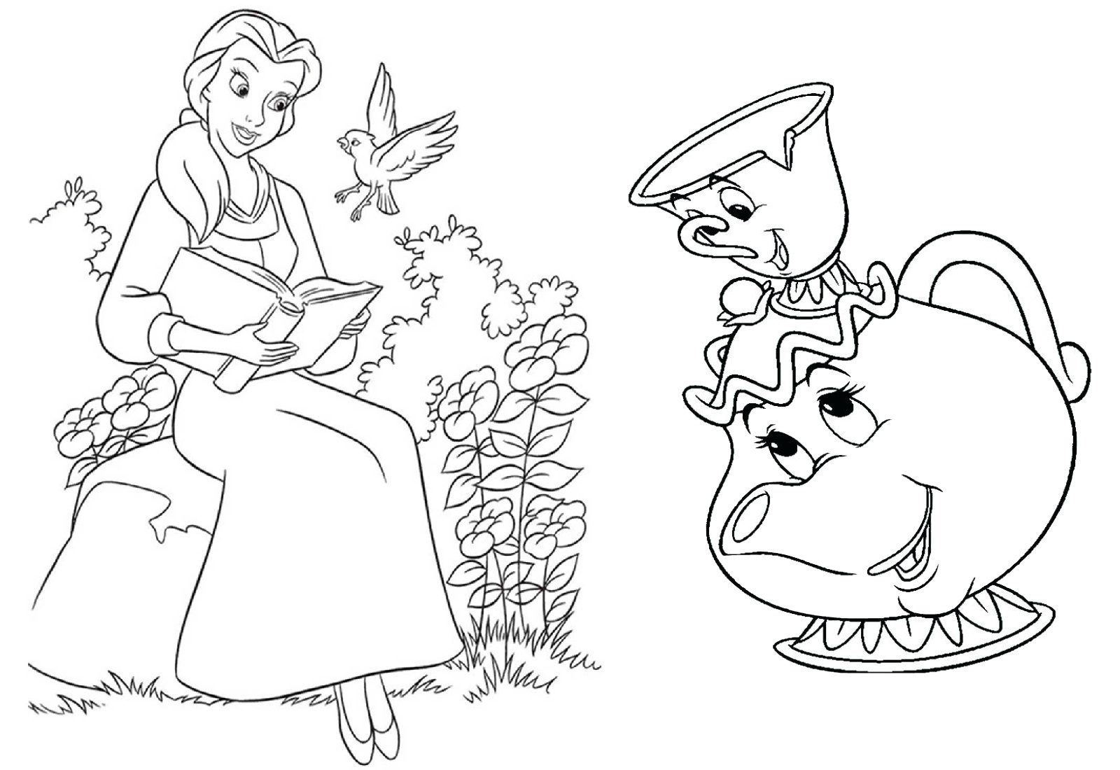 6 Beauty and the Beast Coloring Pages for Girls: Disney Princess