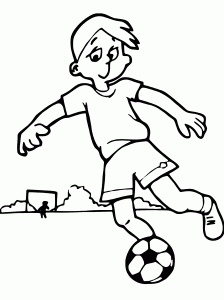 Coloring Page for Boys Young Champion Practicing Soccer
