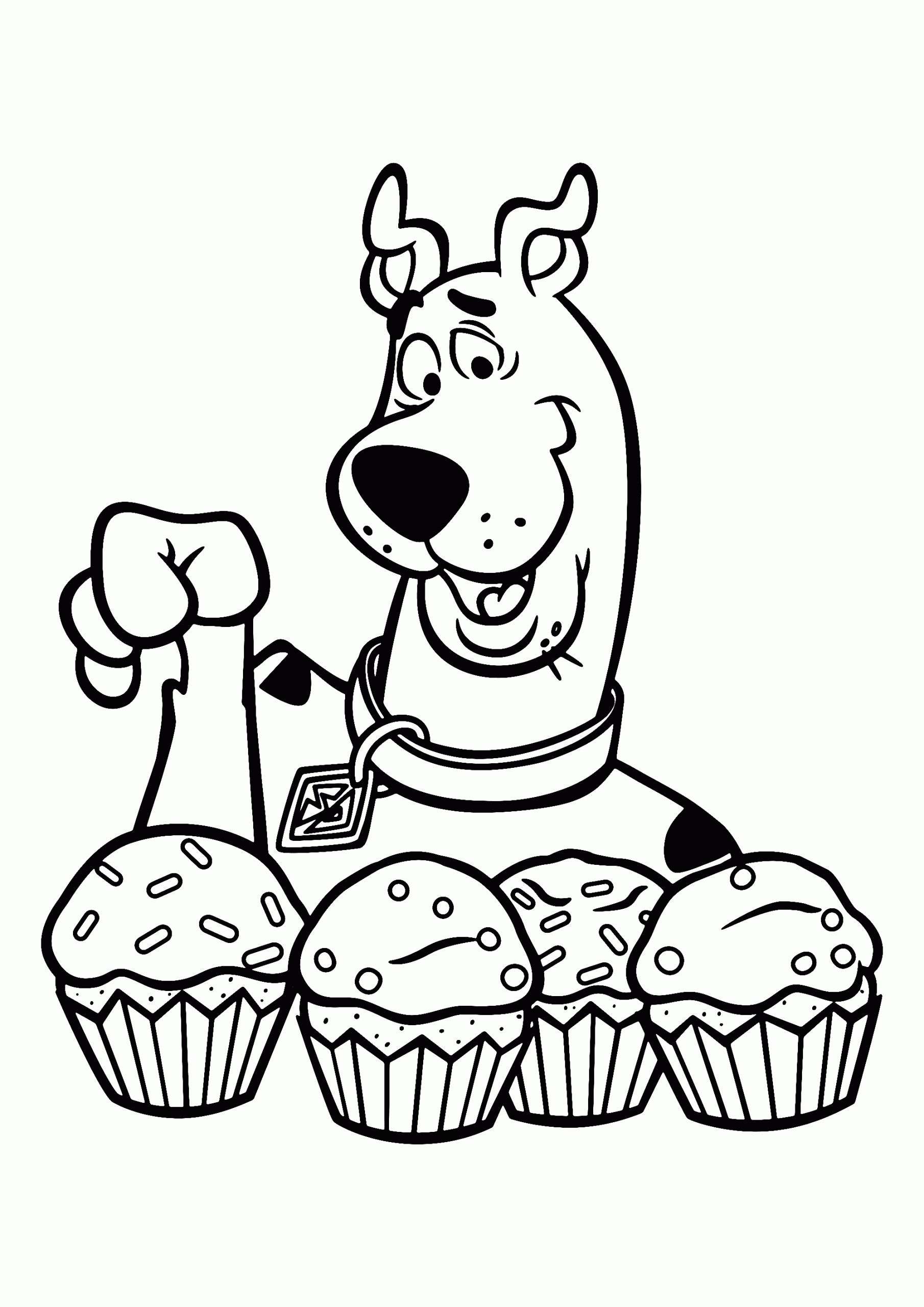 Coloring Page of Foodie Scooby Doo Snack Time Cupcakes