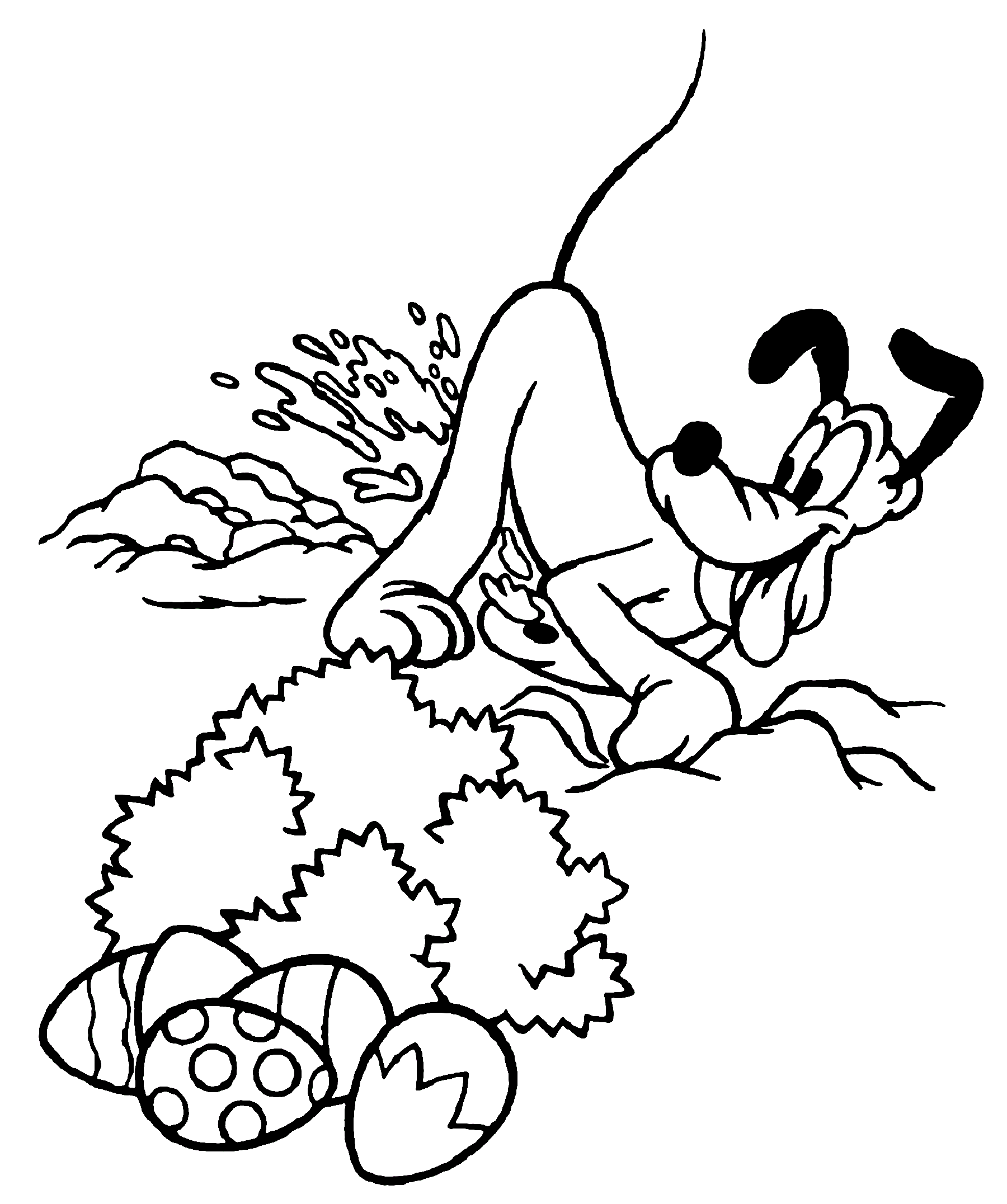 Coloring Picture of Pluto Hiding Easter Eggs