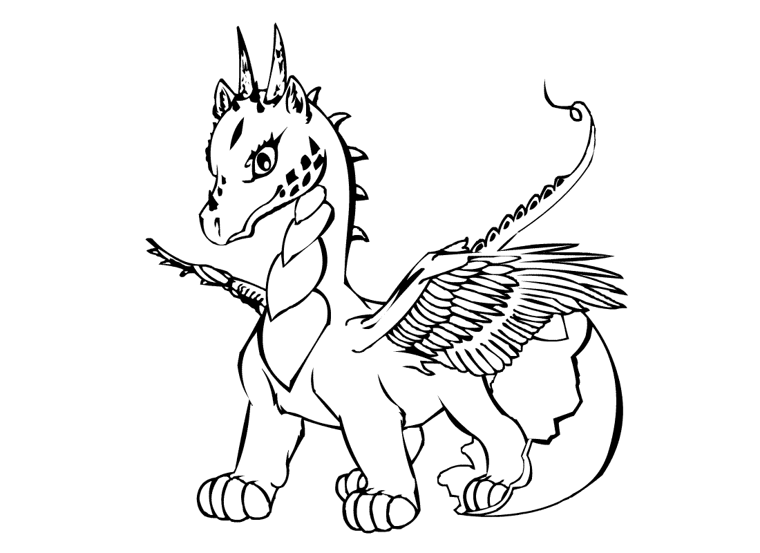 dragons cute coloring page