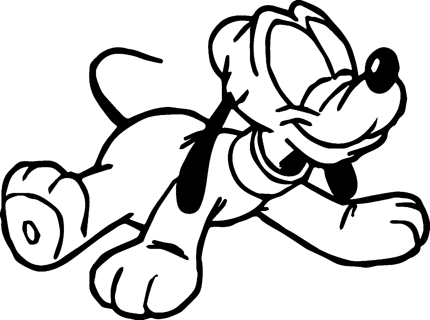Cute Coloring Page of Pluto Enjoying His Day