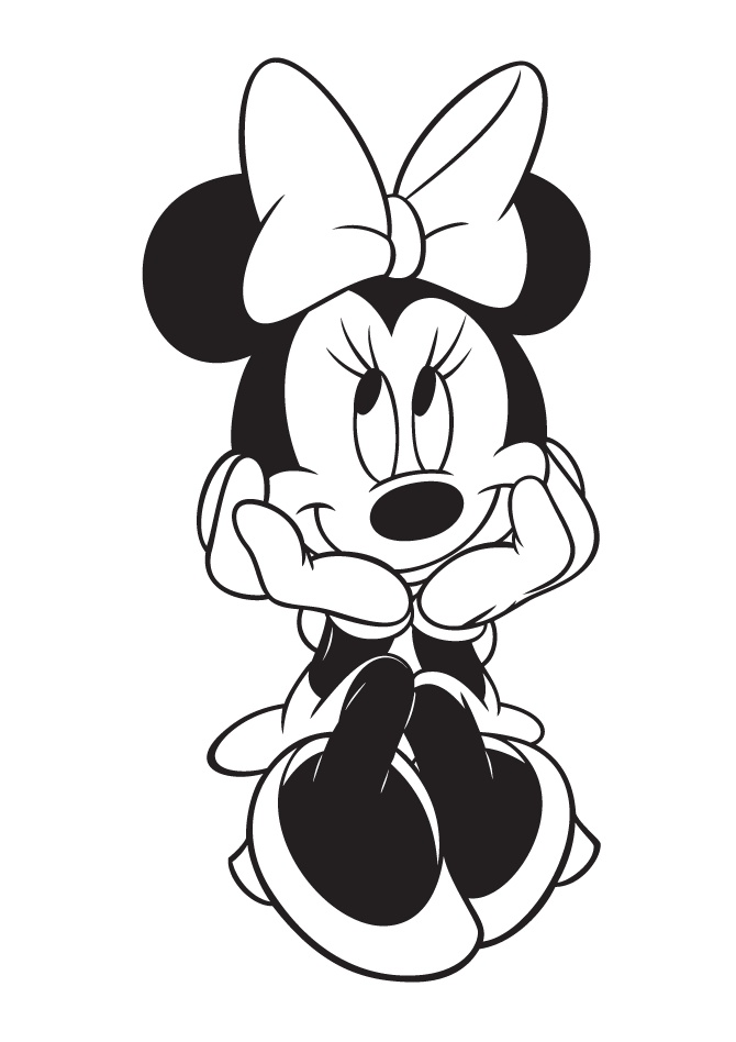 Cute Day Dreaming Minnie Mouse Coloring Pages
