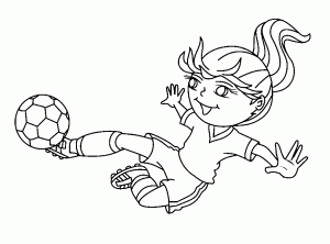 Cute Girl Playing Soccer Coloring Page