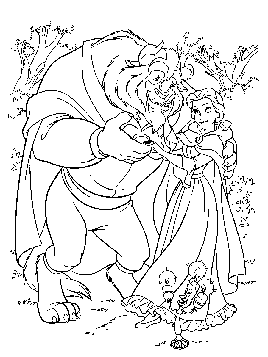 Dancing in the Garden Printable Beauty and the Beast Coloring Page