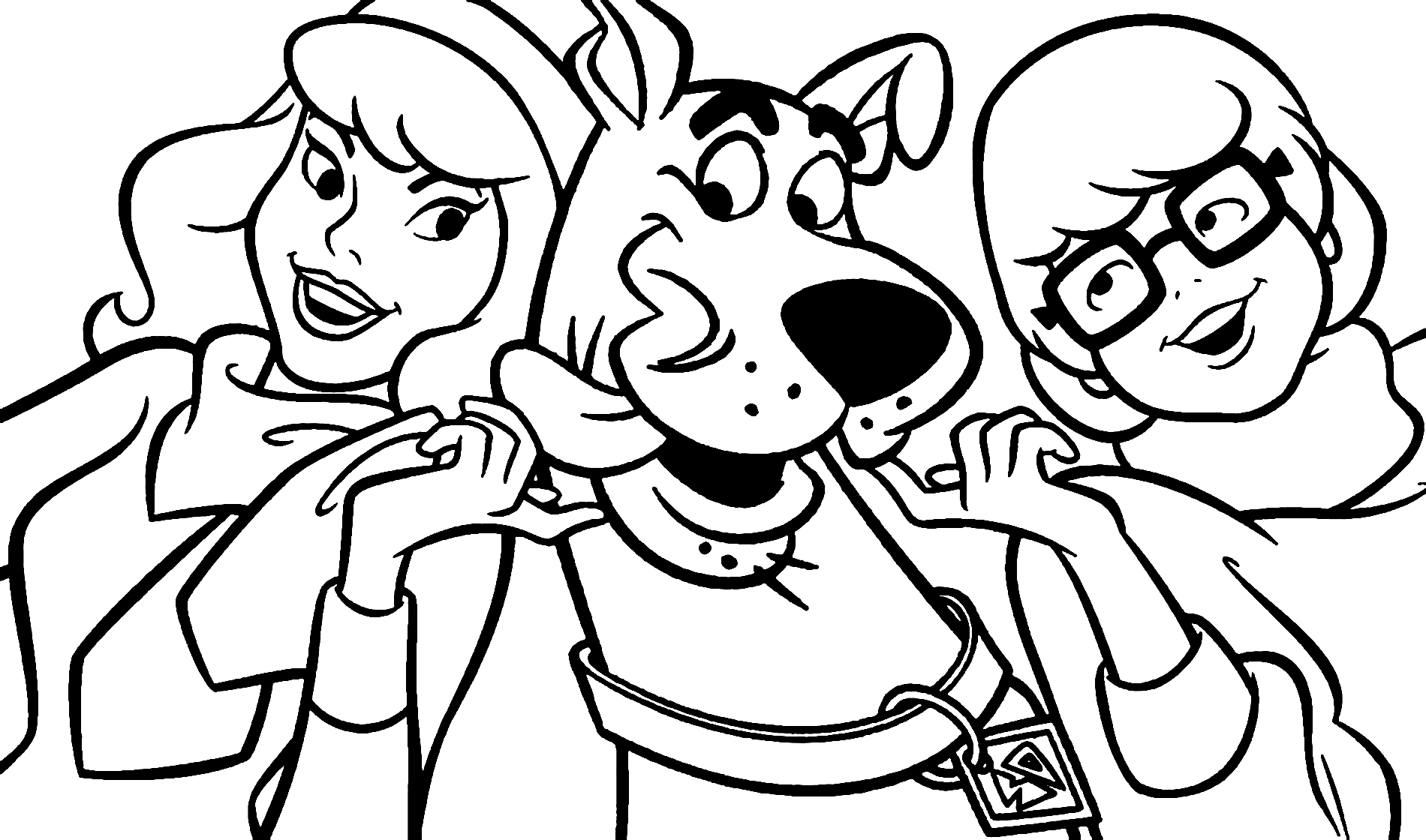 Daphne Velma and Scooby Doo Printable Coloring Page