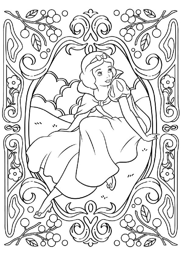 easy adult disney coloring pages of princess snow white