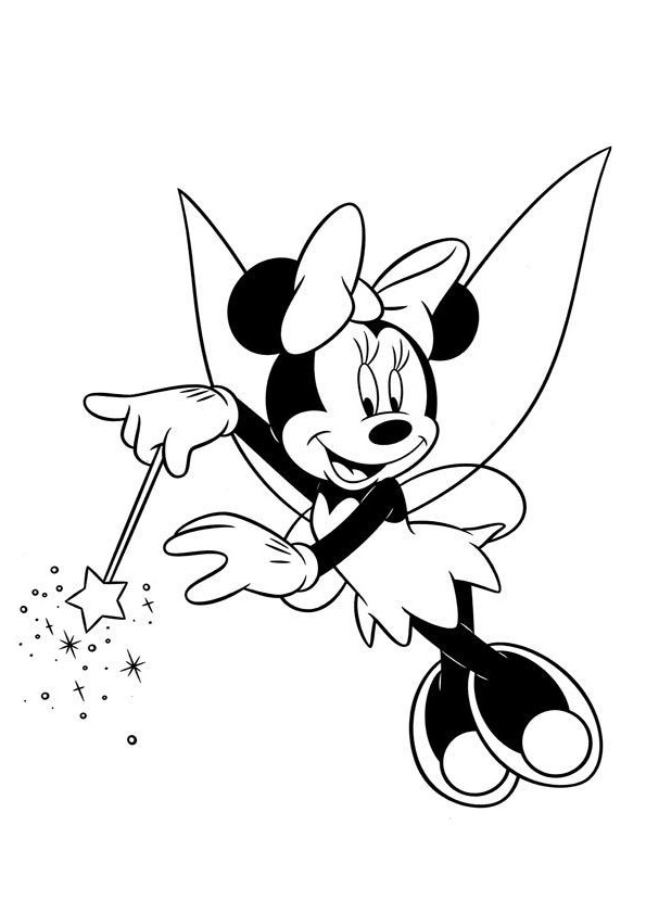 Fairy Coloring Pages Minnie Mouse Fairy with Magic Wand