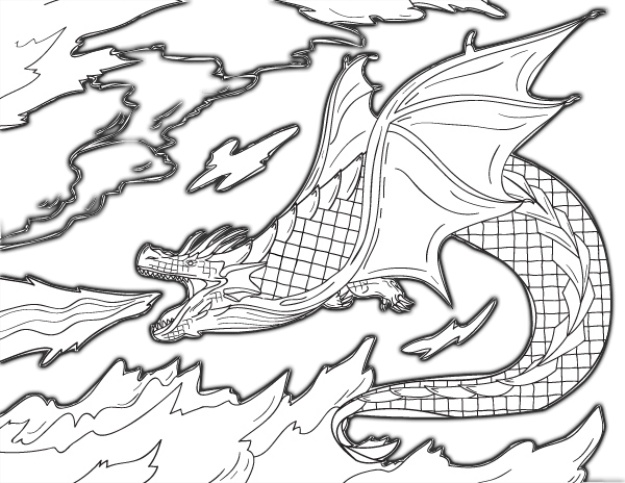 Fire Breathing Dragon Burning Sky Coloring Pages