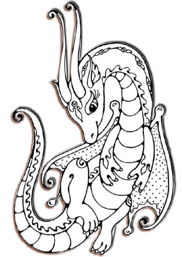 Free Printable Easy Draw and Color Dragon Coloring Pages