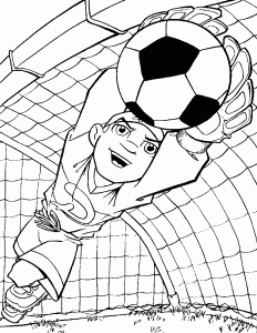 Goal Keeper Defending Goal Soccer Game Coloring Page