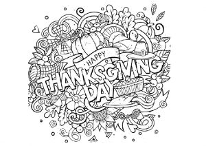 Happy Thanksgiving Day Adult Thanksgiving Coloring Page Activity