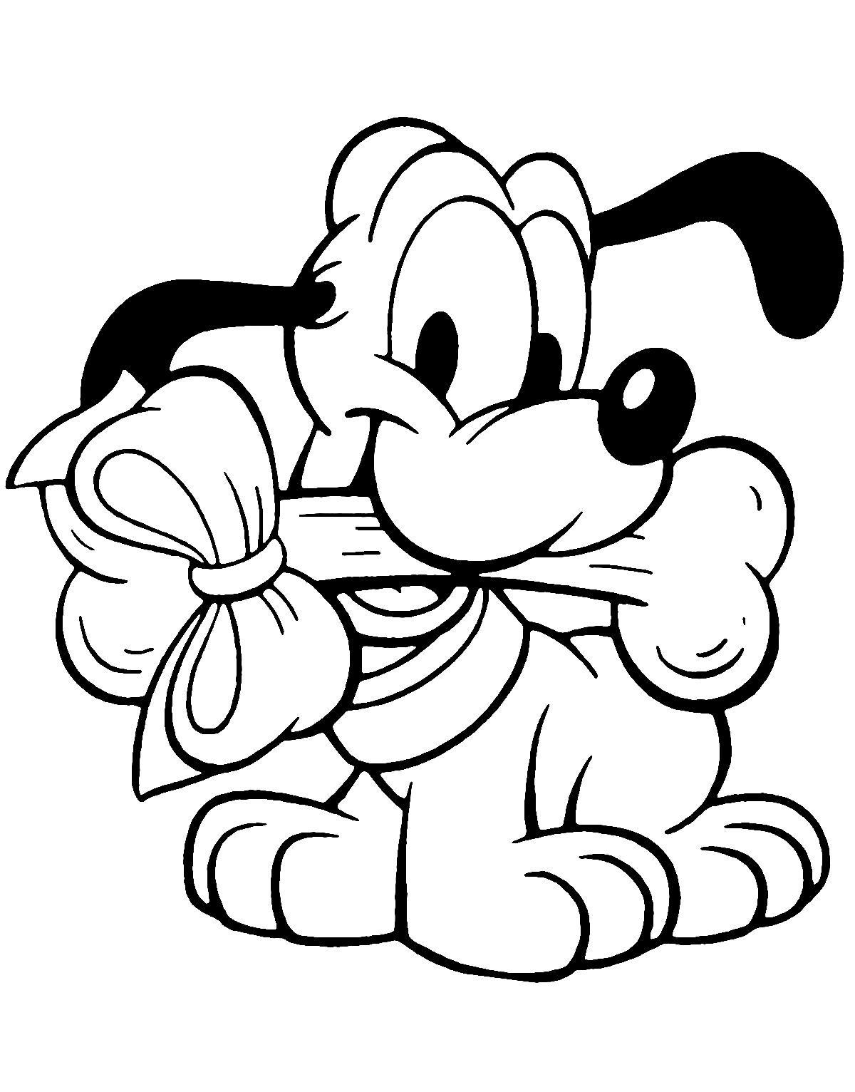 Happy with His Gift Baby Pluto Dog Coloring Page